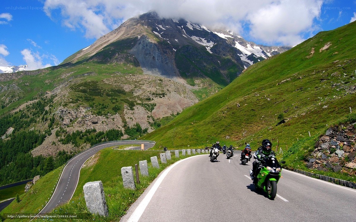 Motorcyclists on mountain road