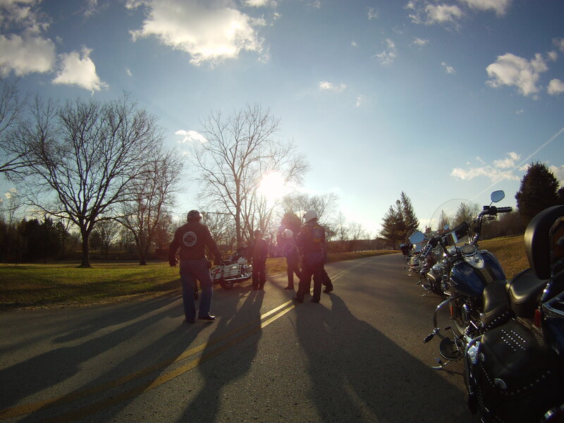 Motorcyclists on Road — Blue, Dramatic
