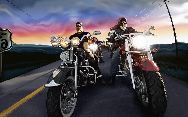 Motorcyclists on Road — Blue