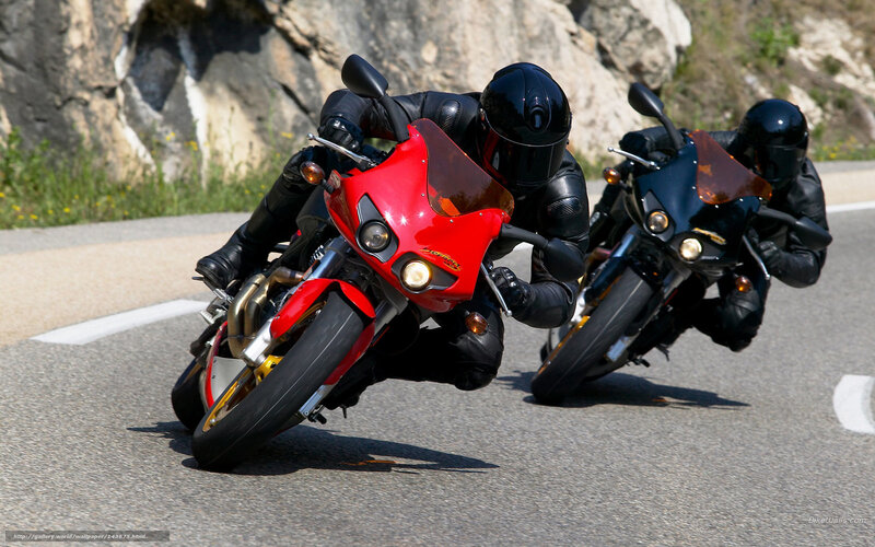 Motorcyclists on Road — Red
