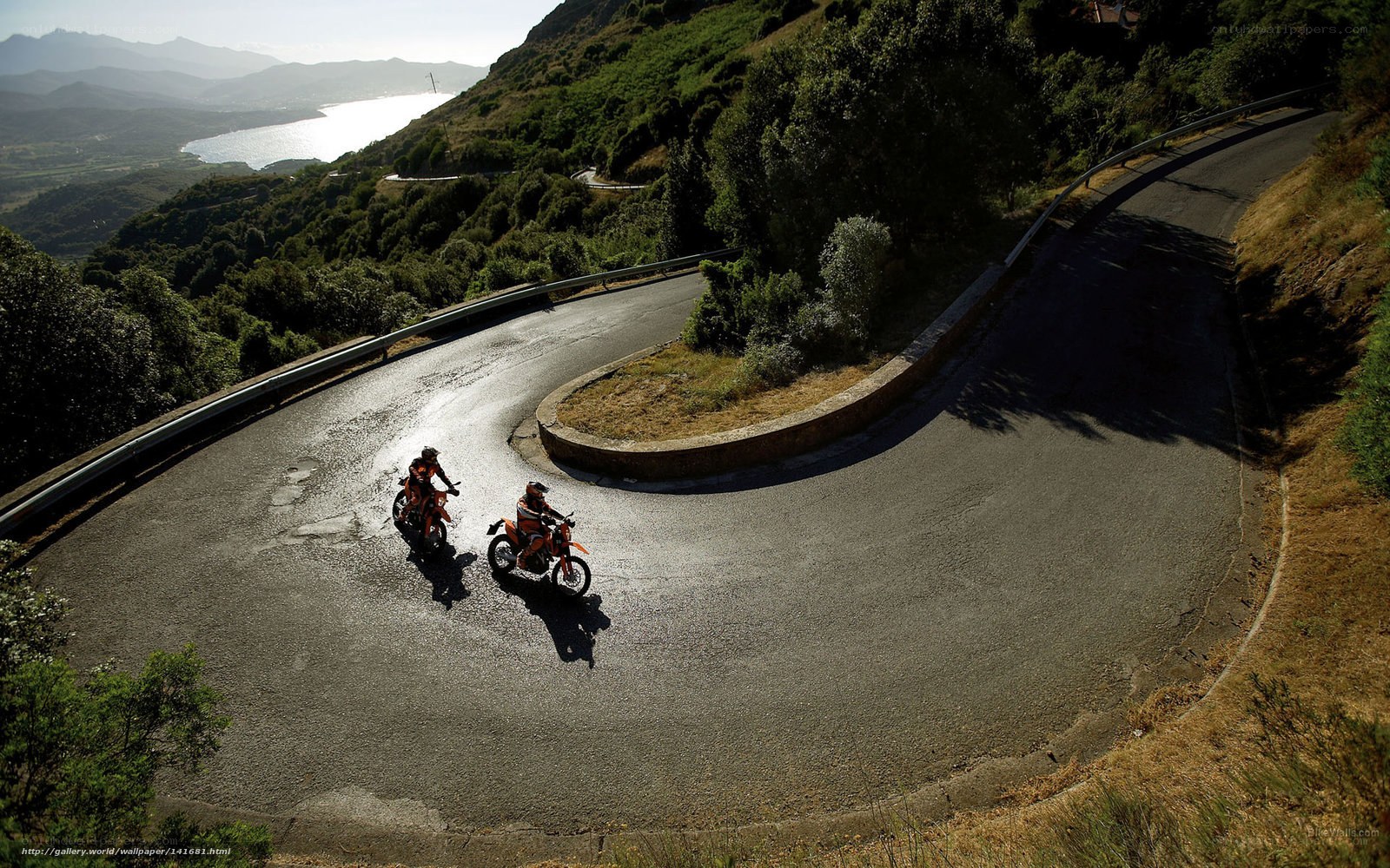 Motorcyclists on winding road