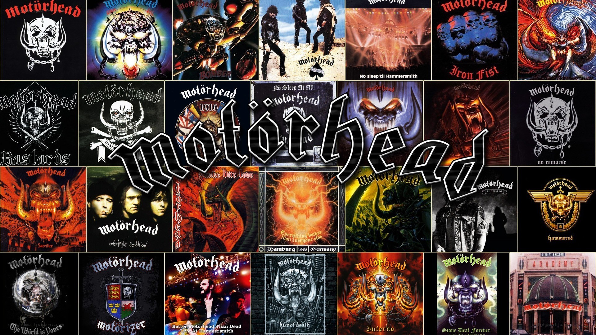 Motorhead album covers collage