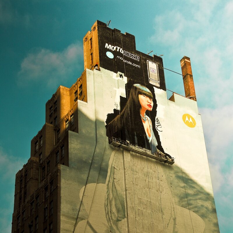 Motorola billboard on building
