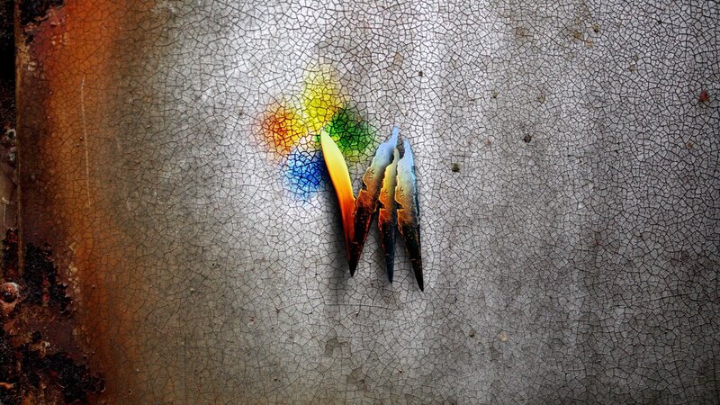 Motorola logo on cracked metal