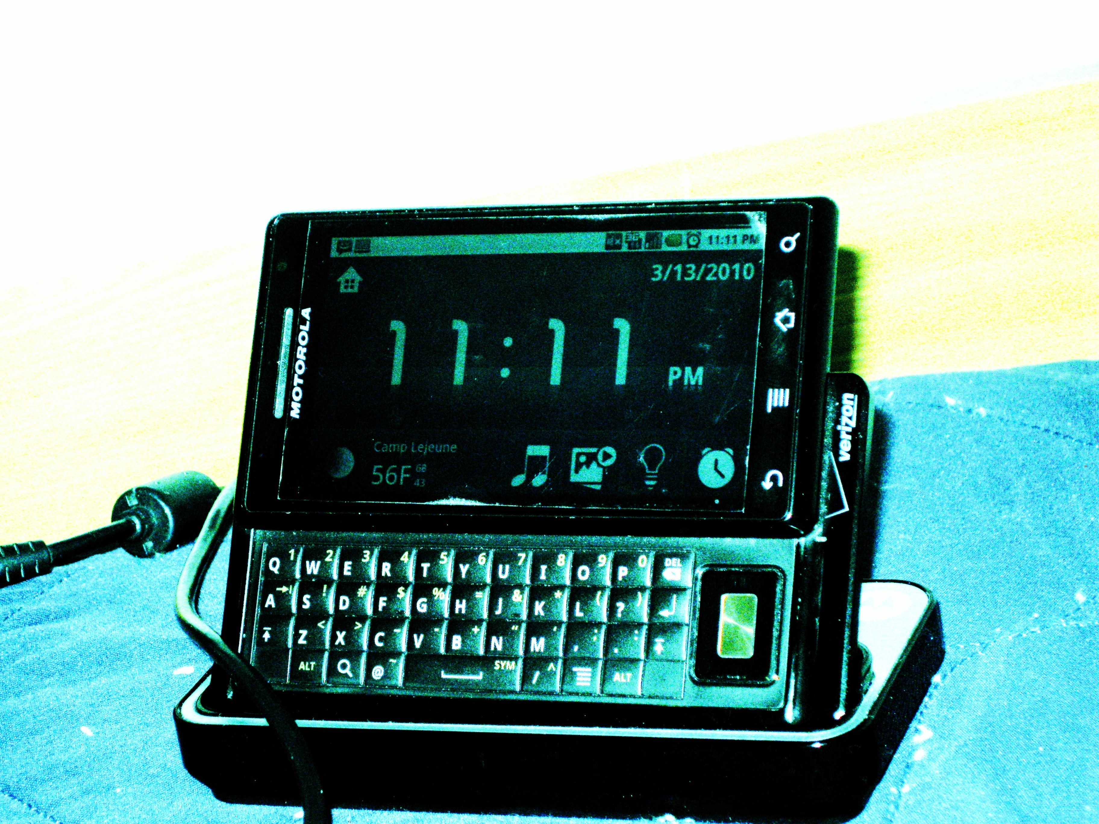 Motorola smartphone on charging dock