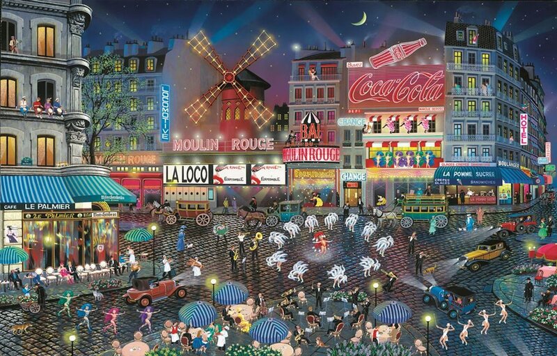 Moulin Rouge at Night — Blue, Lively