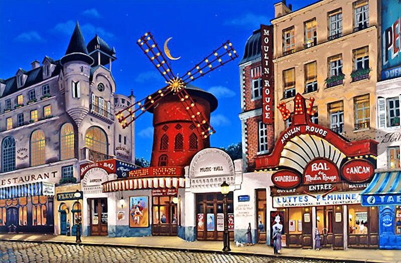 Moulin Rouge at Night — Blue