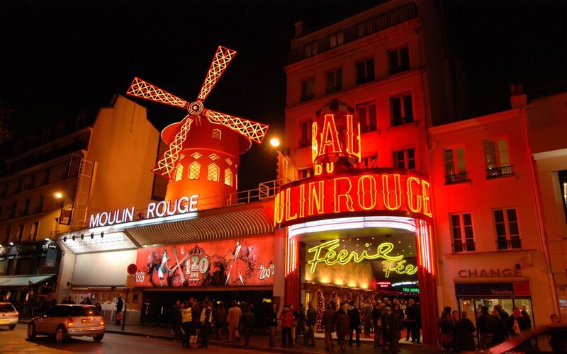 Moulin Rouge Building at Night — Red, Vibrant