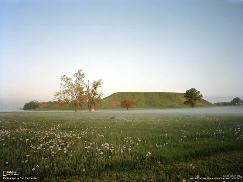 Mound in a misty field