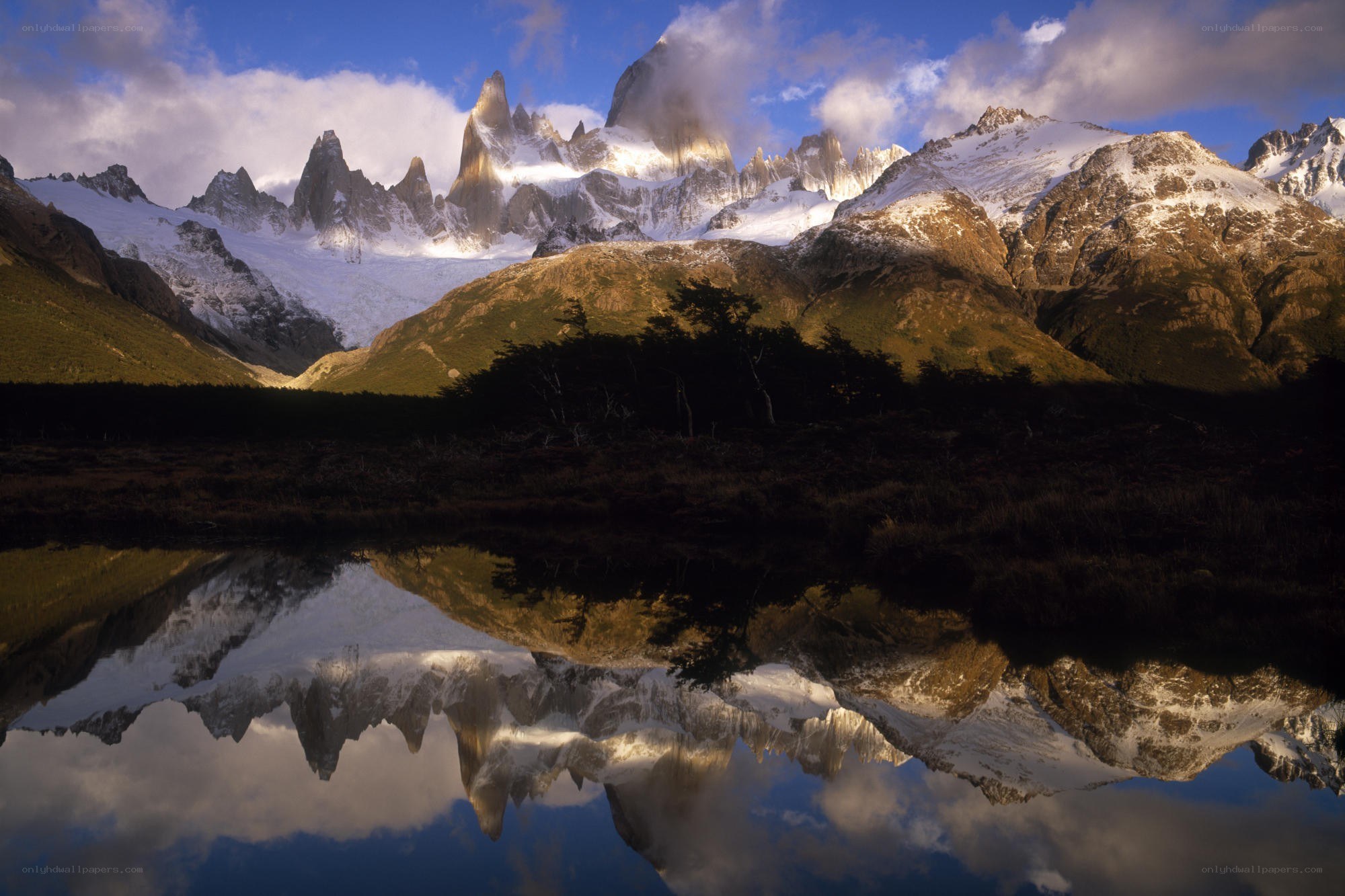 Mount Fitz Roy reflected in a lake