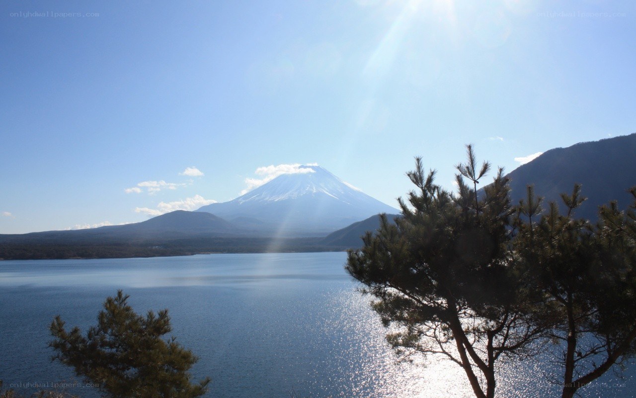 Mount Fuji and a lake