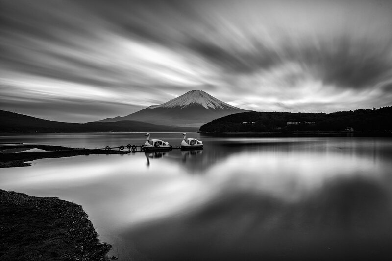 Mount Fuji and Lake — Black