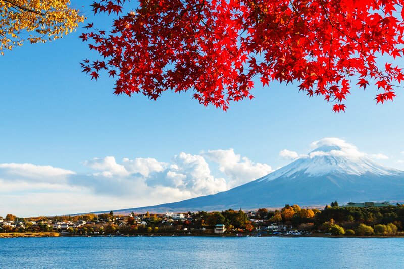 Mount Fuji and Lake — Blue, Serene, Autumn