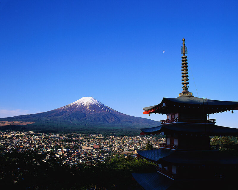 Mount Fuji and pagoda view