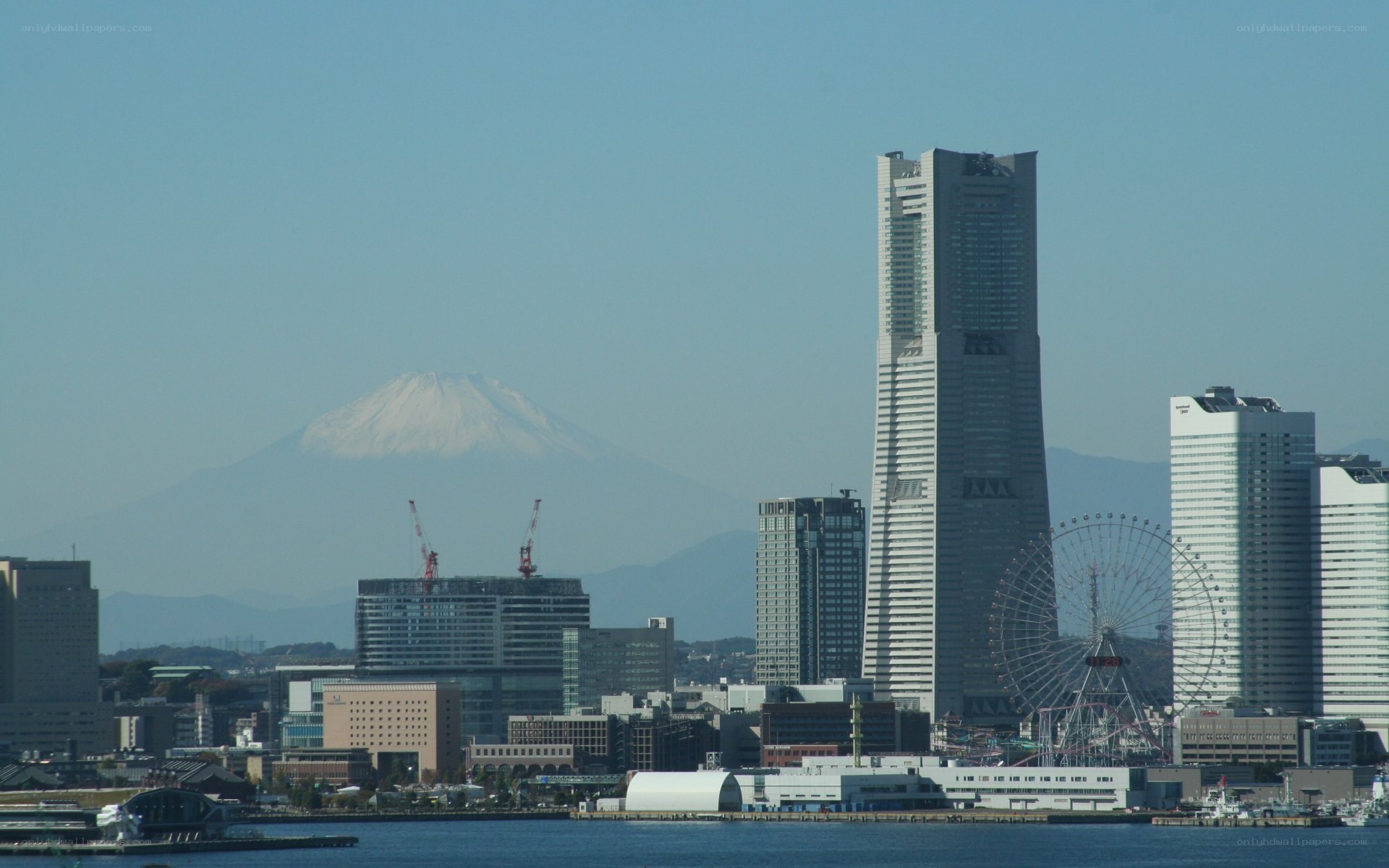 Mount Fuji and Yokohama skyline