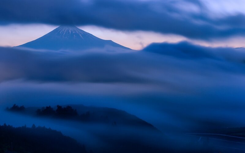 Mount Fuji at Dawn — Blue, Serene, Photograph