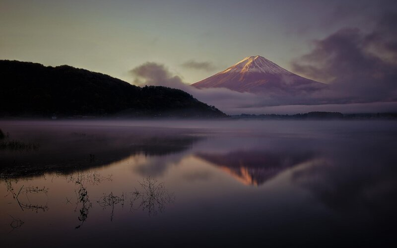 Mount Fuji at Dawn — Purple, Serene