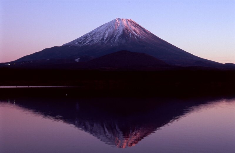 Mount Fuji at dawn with reflection