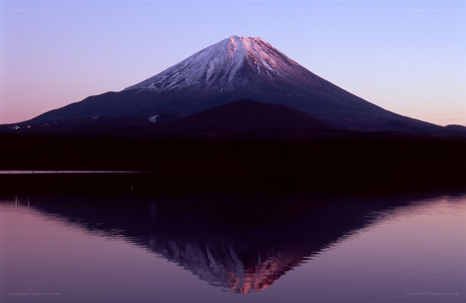 Mount Fuji at dawn with reflection