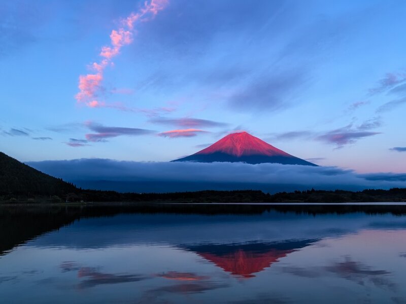 Mount Fuji at Dusk — Blue, Serene, Photograph