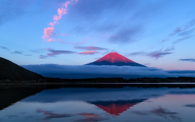 Mount Fuji at Dusk — Blue, Serene, Sunset