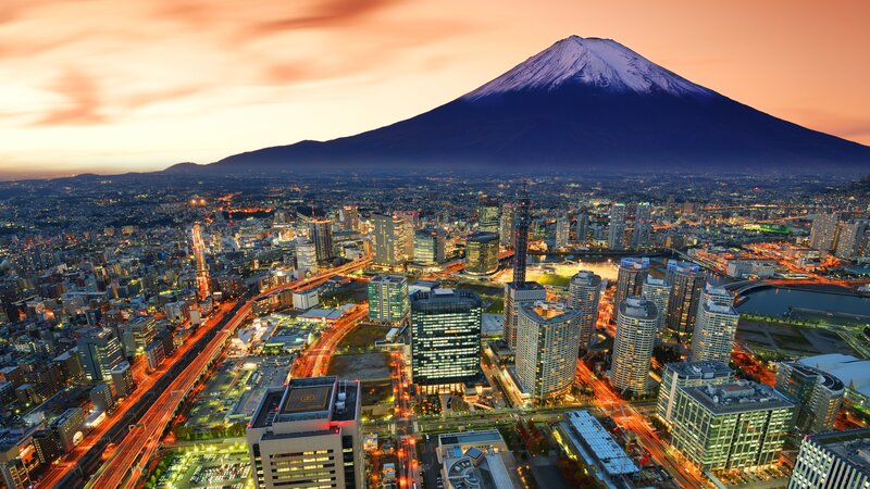 Mount Fuji at Dusk — Orange, Dramatic
