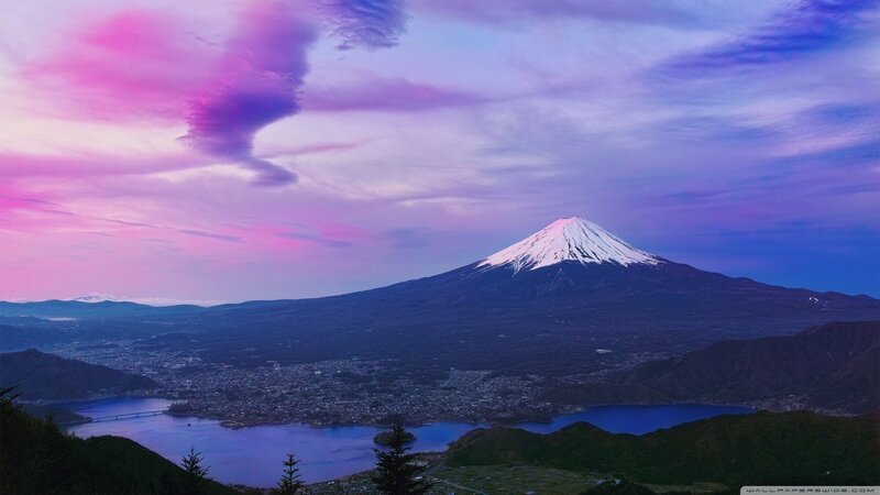 Mount Fuji at Dusk — Purple, Serene, Photograph