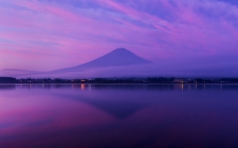 Mount Fuji at Dusk — Purple, Serene, Sunset