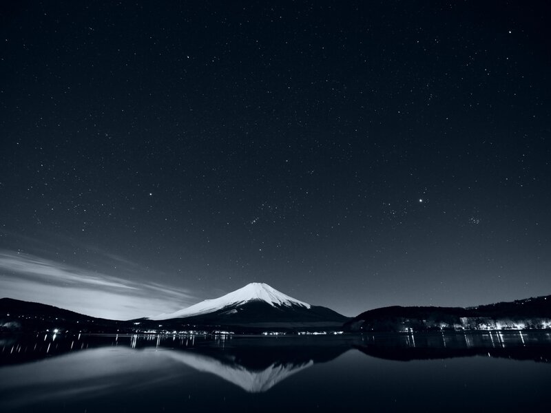Mount Fuji at Night — Black, Serene