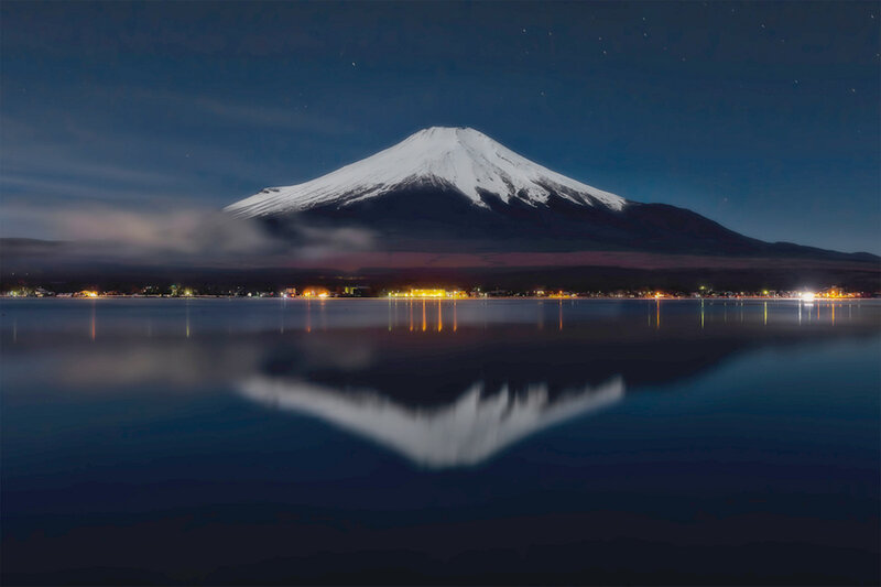 Mount Fuji at Night — Blue, Serene