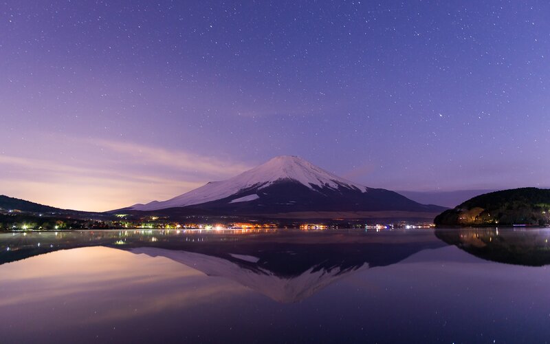 Mount Fuji at Night — Purple, Serene