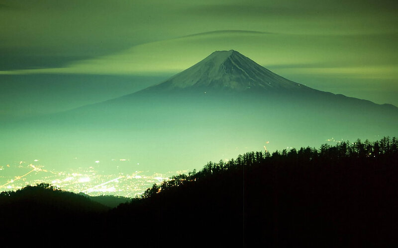 Mount Fuji at night
