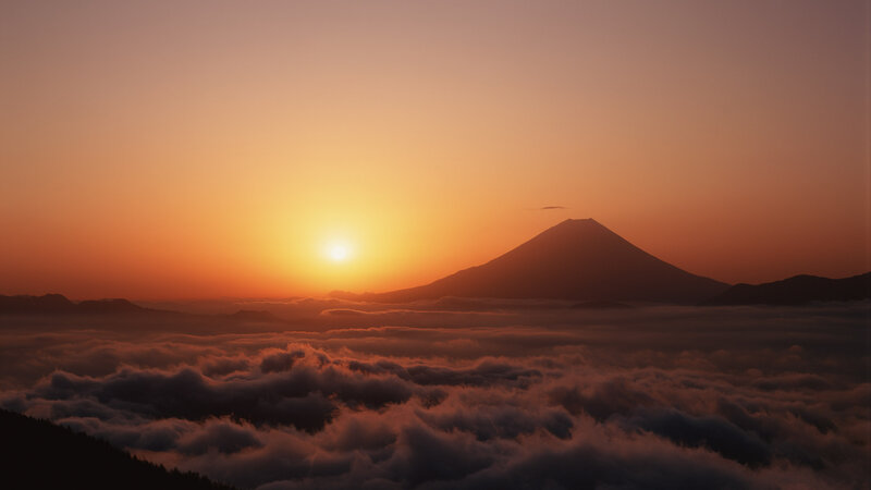 Mount Fuji at Sunrise — Orange, Serene