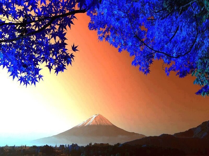 Mount Fuji at Sunset — Blue, Serene