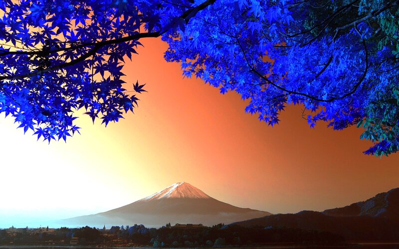 Mount Fuji at Sunset — Blue