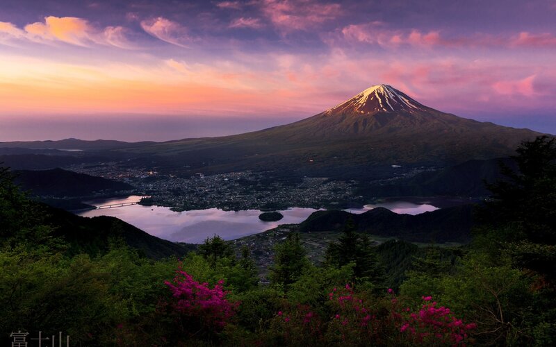 Mount Fuji at Sunset — Purple, Serene