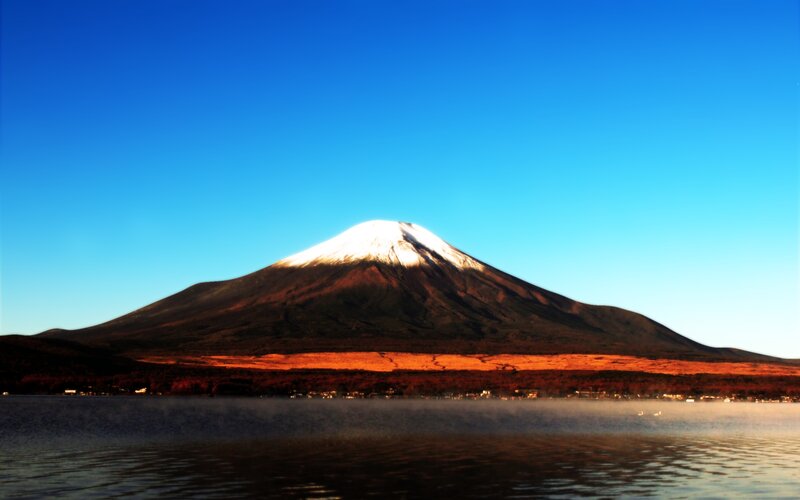 Mount Fuji from Lake — Blue