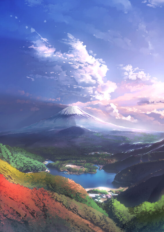 Mount Fuji Landscape — Blue