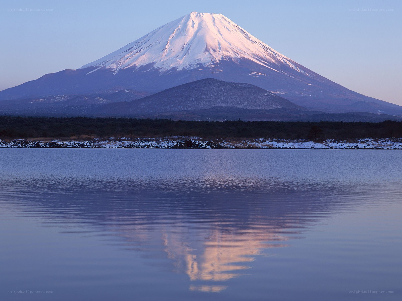 Mount Fuji reflected in a lake