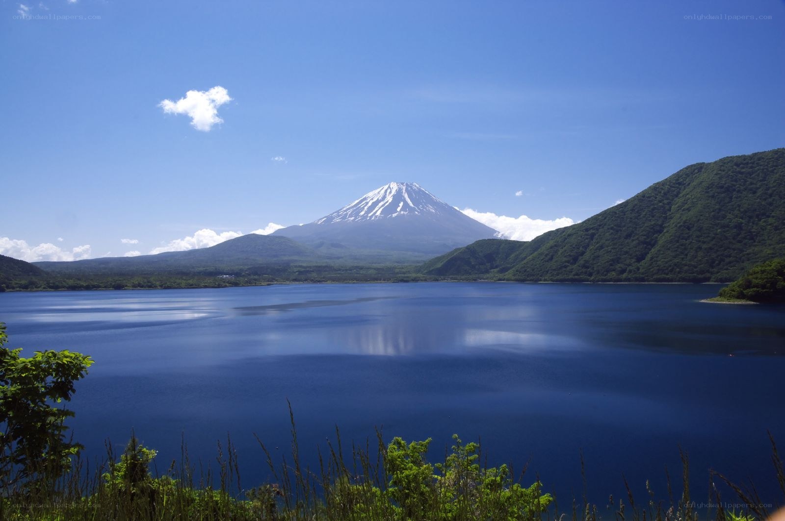 Mount Fuji reflected in a lake