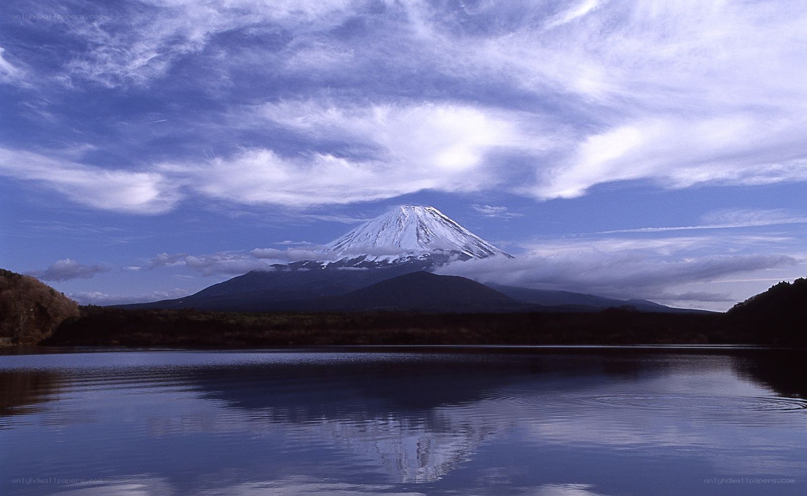 Mount Fuji reflected in a lake