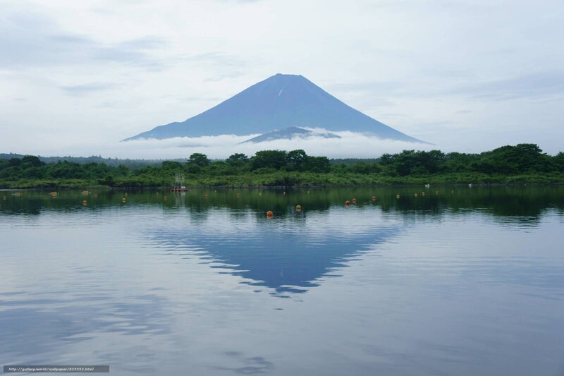 Mount Fuji reflected in a lake