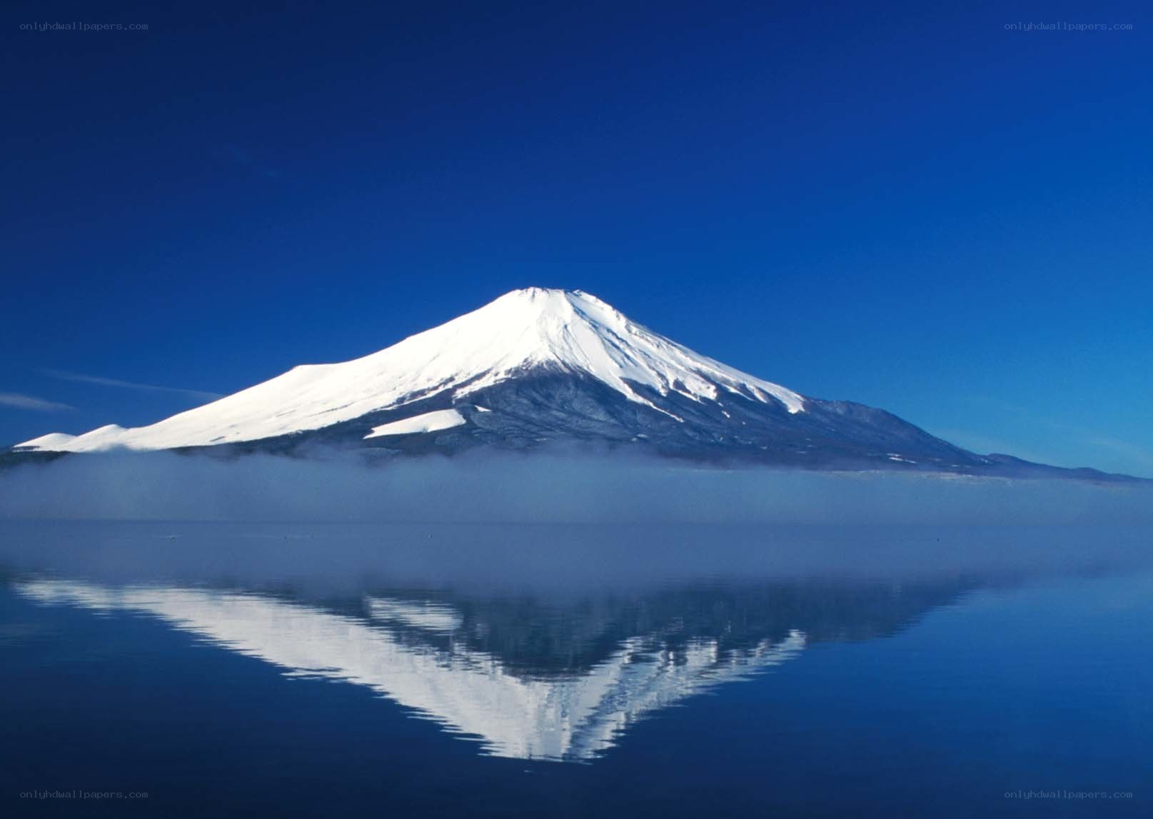 Mount Fuji reflected in a lake