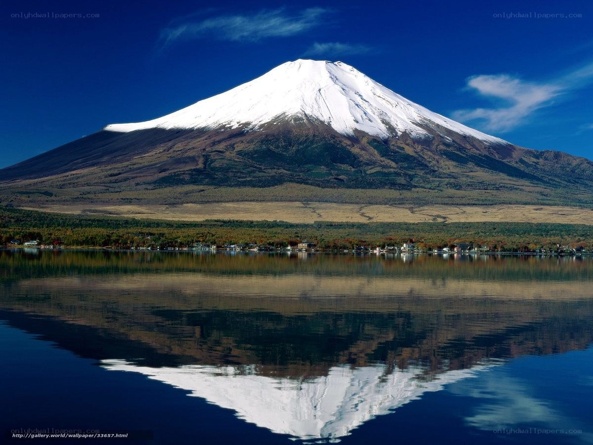 Mount Fuji reflected in a lake