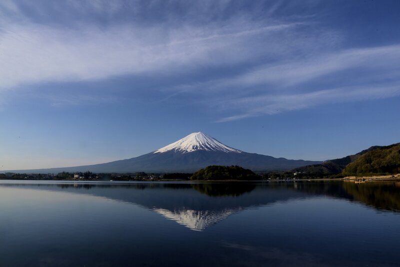 Mount Fuji Reflection — Blue, Serene, Morning