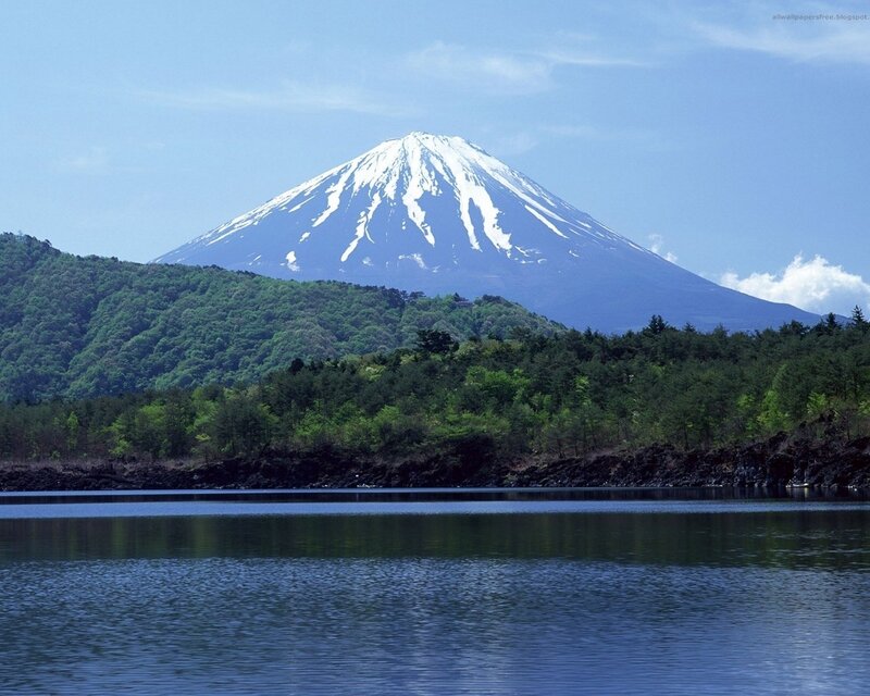 Mount Fuji Snow-capped — Blue, Serene, Afternoon, Photograph, Lake