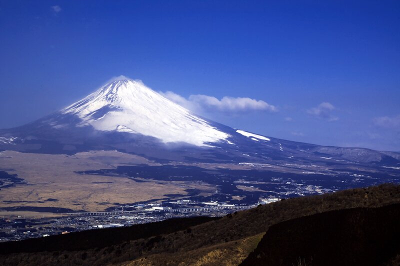 Mount Fuji Snow-capped — Blue, Serene, Afternoon, Photograph, Mountain