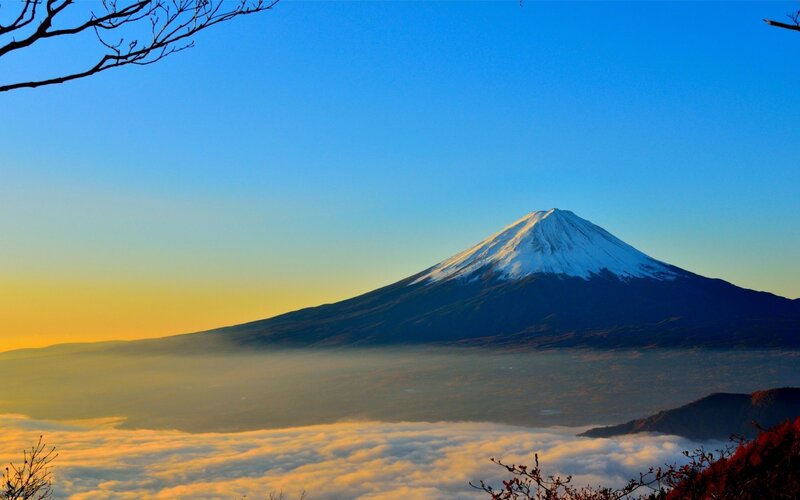Mount Fuji Snow-capped — Blue, Serene, Sunrise
