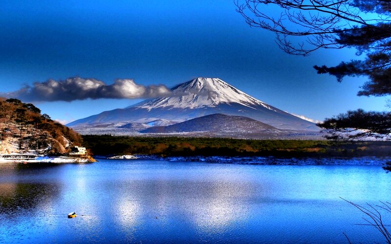 Mount Fuji Snow-capped — Blue, Serene, Winter