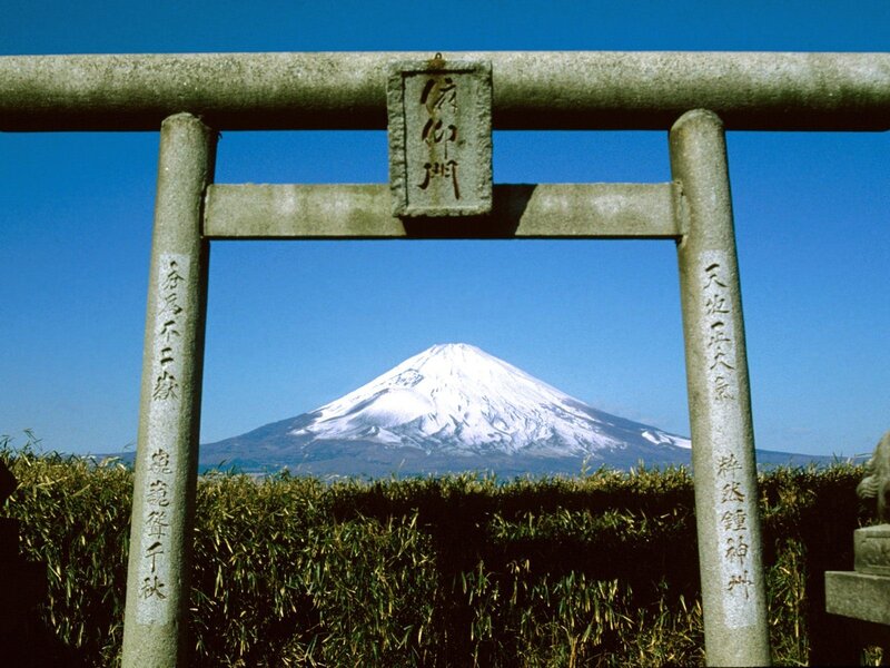 Mount Fuji through a torii gate